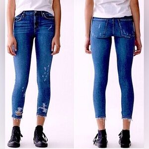 Agolde Sophie High Waisted Skinny Distressed Jeans Stretchy Blue Wash size 27